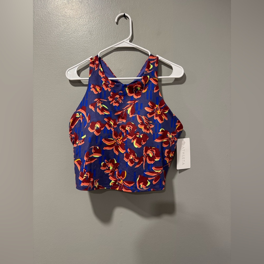 Athleta Blue Floral Conscious Crop